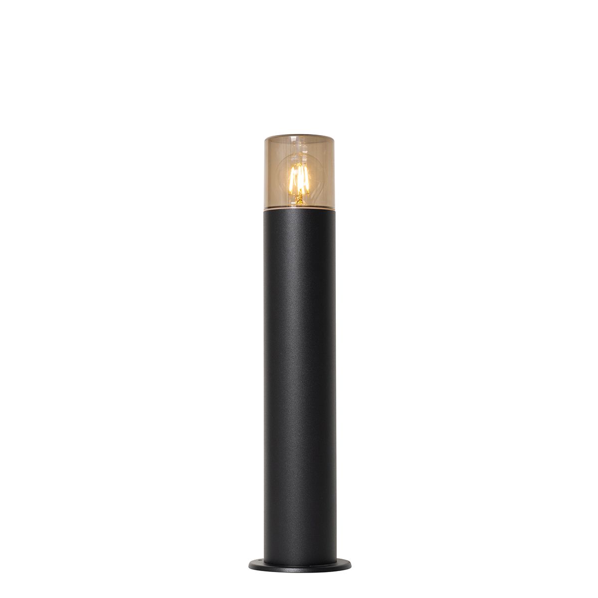 Staande buitenlamp zwart met smoke kap 50 cm - Odense