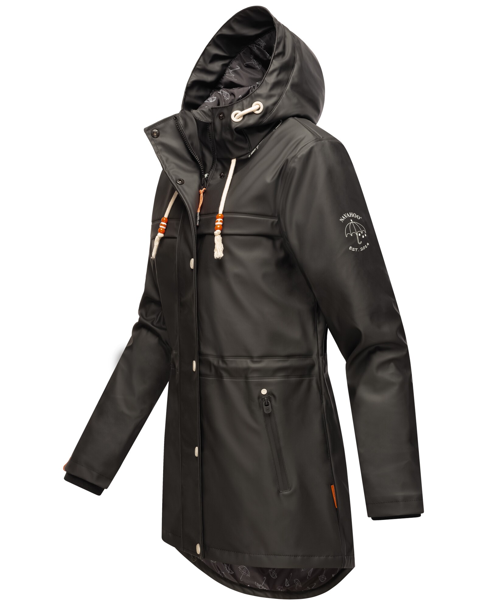NAVAHOO Damen modischer Regen Jacke Outdoor Regenmantel Regenparka Wasserdicht Gefüttert Rainy Forest