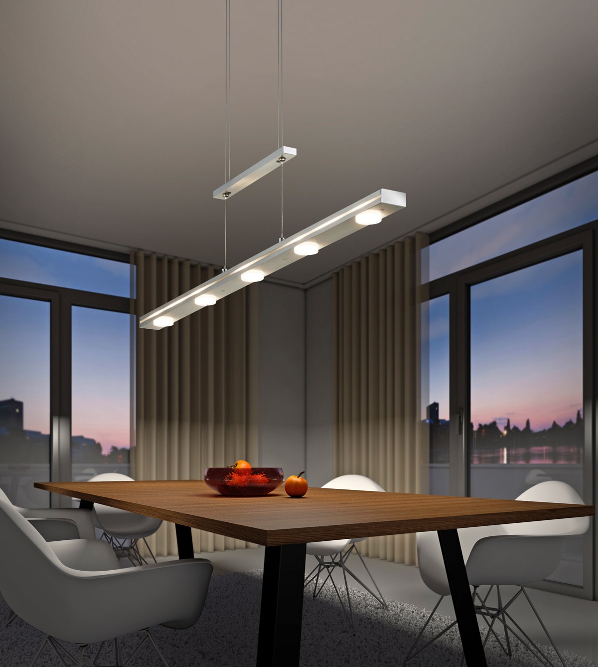 Trio LED Balkenpendel Lacal nickelfarbig