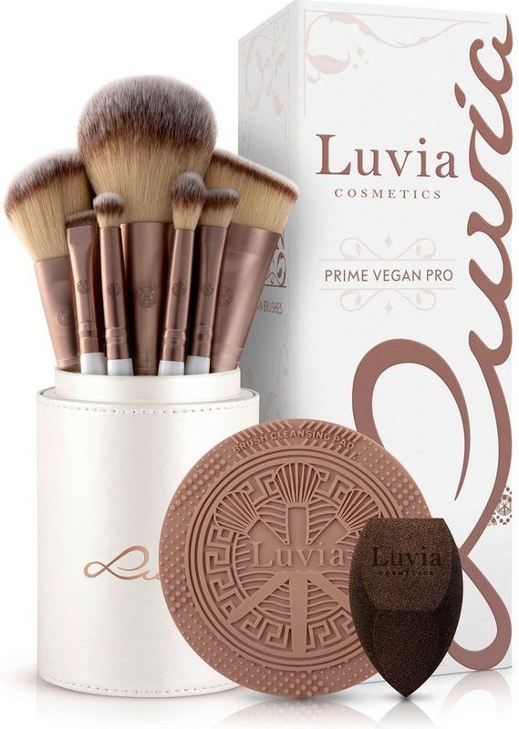Luvia - Prime Vegan Pro - Make-up Kwastenset - Parelmoer & Koffie - 12 Kwasten