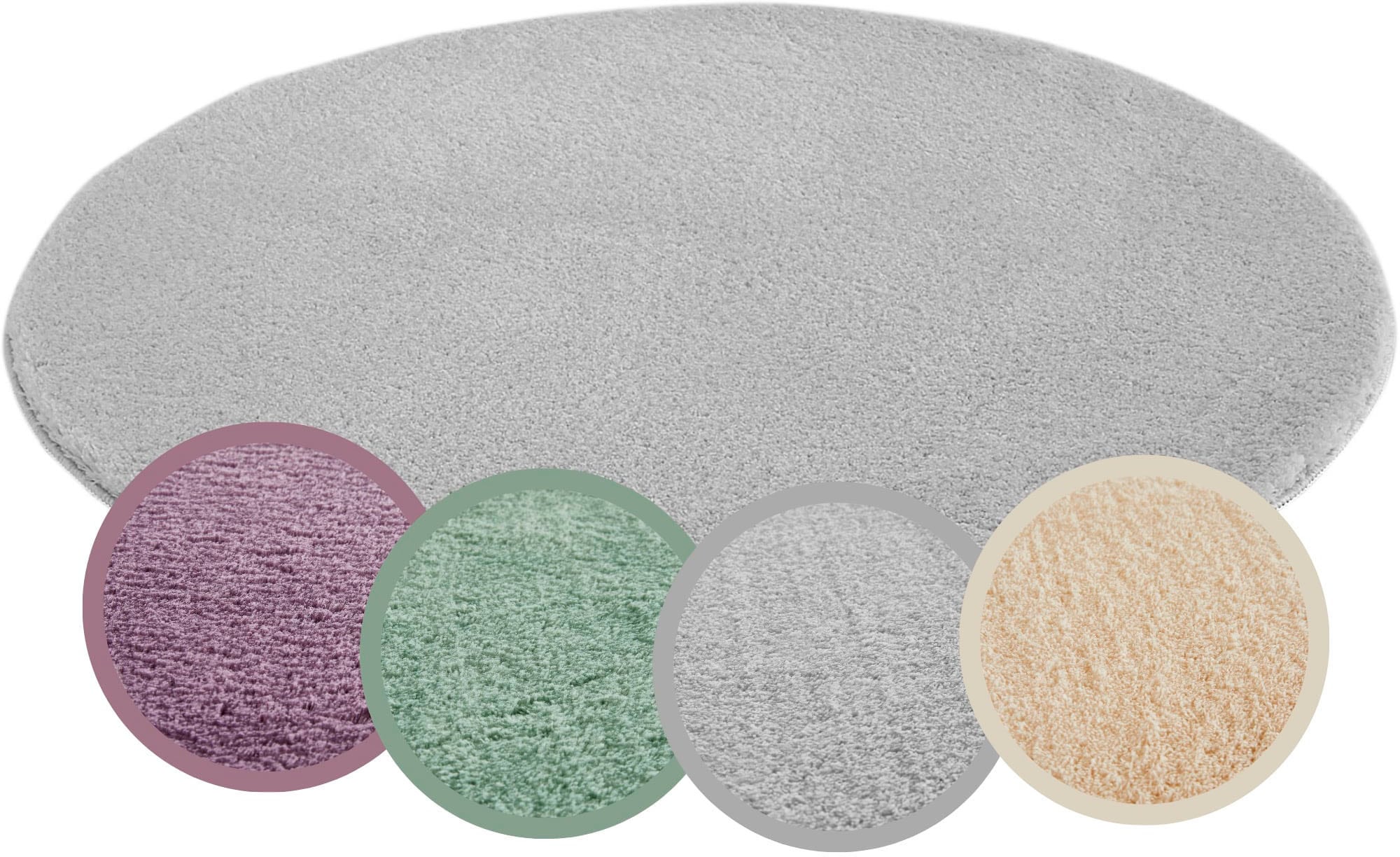 Andiamo Teppich »Arezzo« rund 16 mm Höhe Uni Farben, weicher Flor, waschbar, ideal im Wohnzimmer & Schlafzimmer