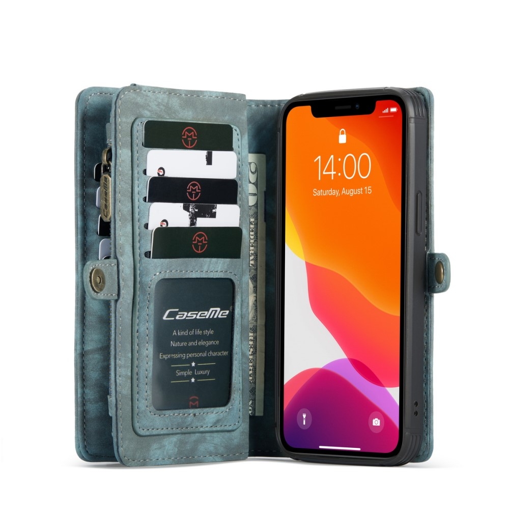 iPhone 12 / iPhone 12 Pro 2in1 Leder Tasche   Magnet Hardcase Karten Etui - Blau