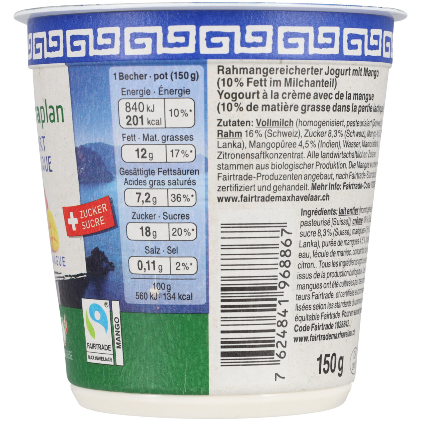 Naturaplan Bio Fairtrade Joghurt à la grecque Mango 2x150g