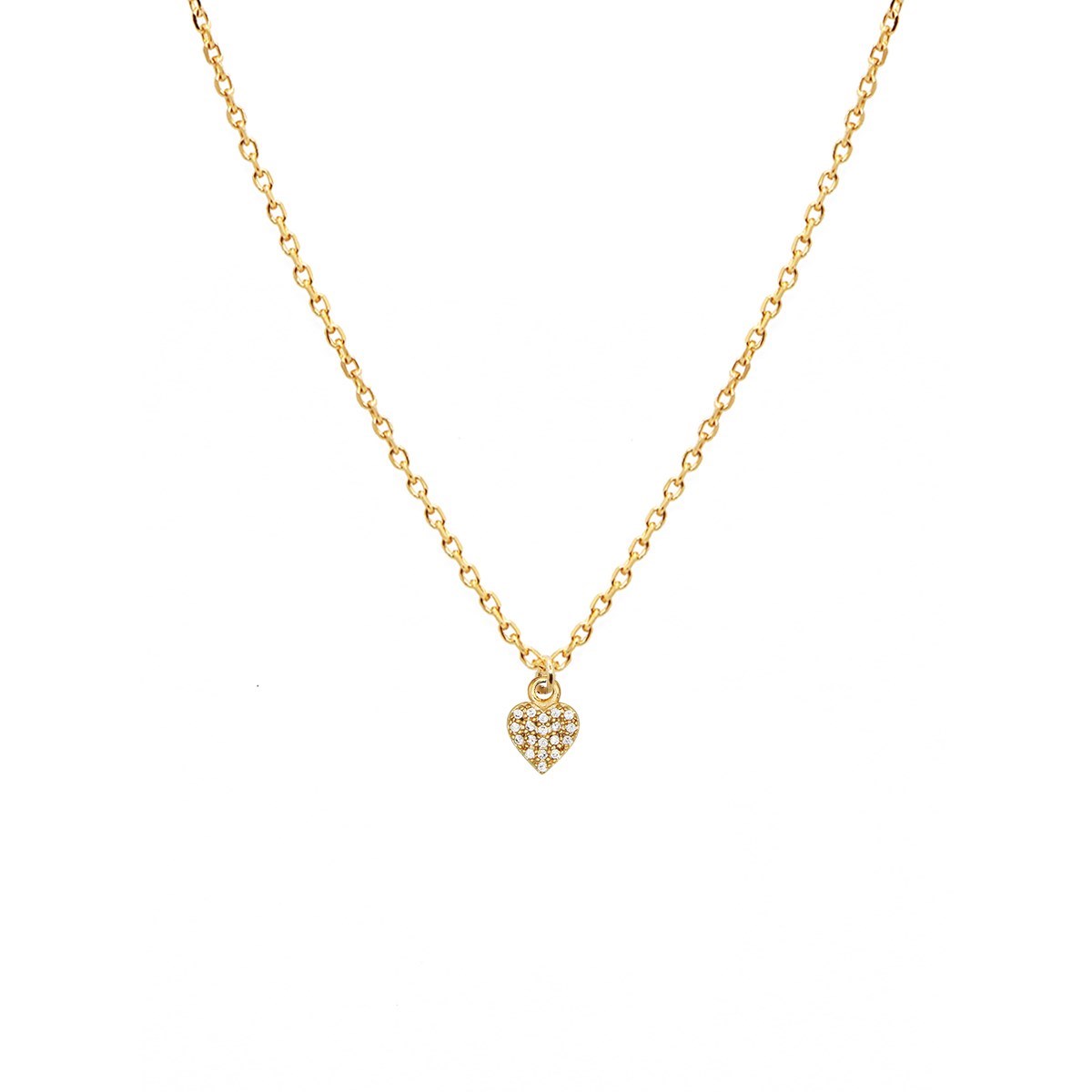 Collier coeur zircons doré à l'or fin 24k LILY