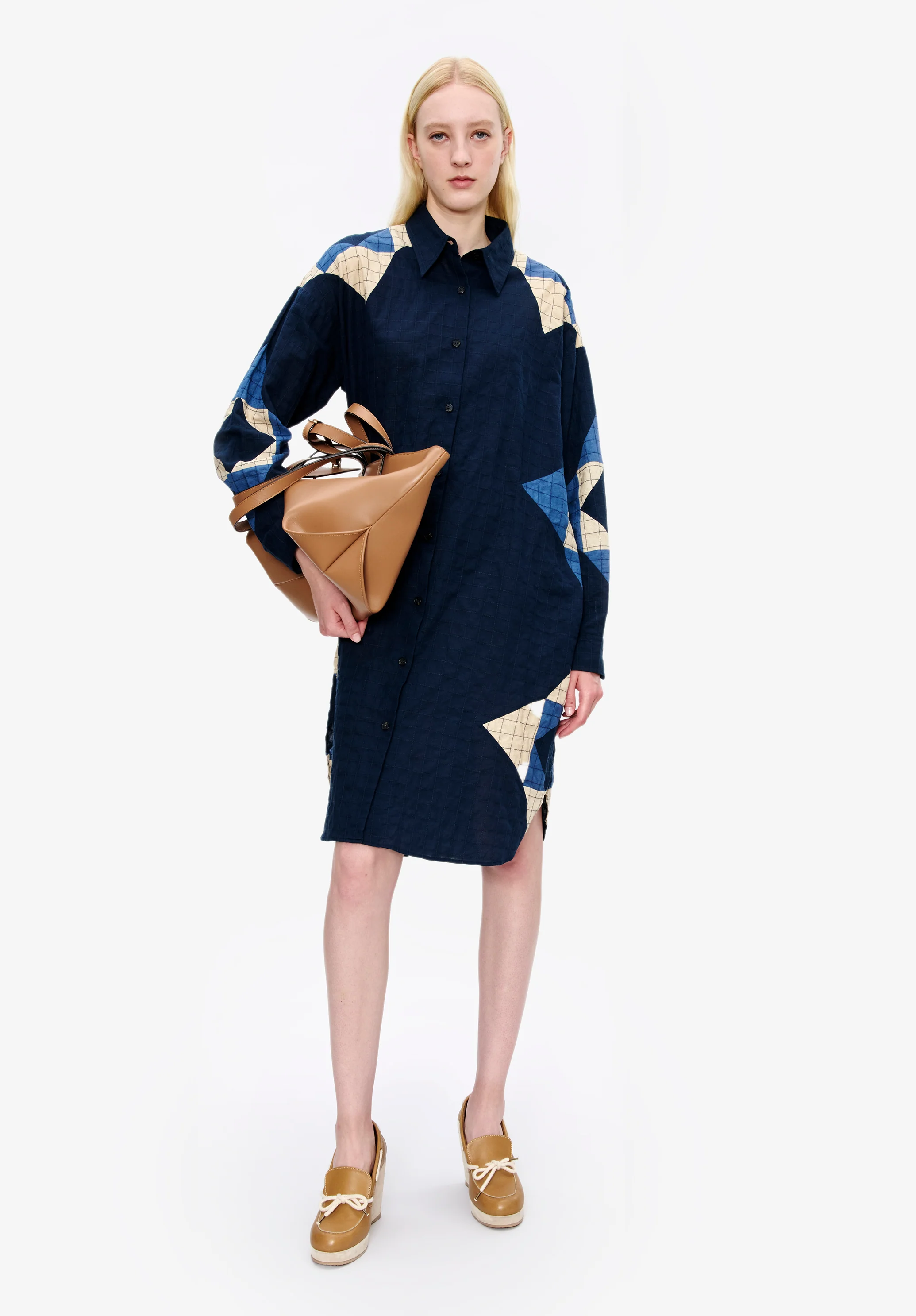 Robe Chemise Patchwork - Indigo