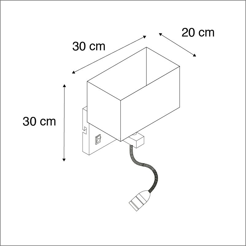 Set van 2 wandlampen staal met kap, leesarm incl. LED - Bergamo