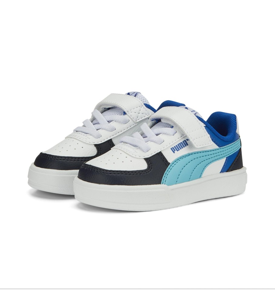 Tênis Puma Caven Block AC, branco e azul