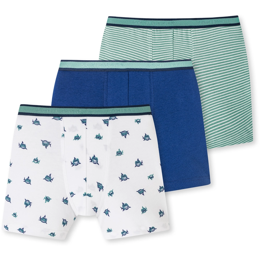 Schiesser Trunk 955 Organic Cotton blau, weiß, grün