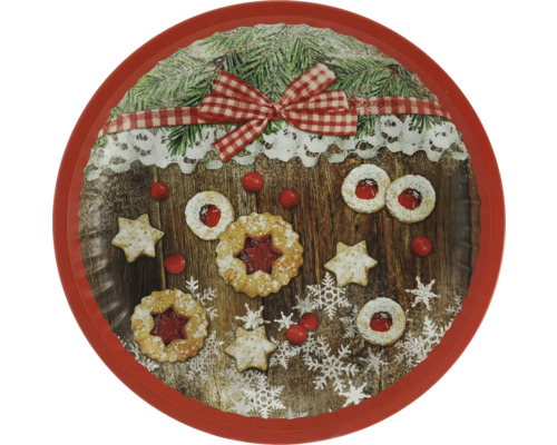 Kerstdecoratie metalen bord koekje Ø 25,7 cm