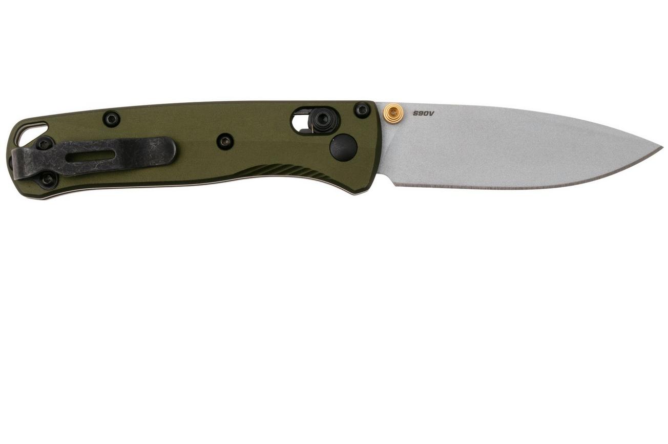 Benchmade Mini Bugout 533SL-10 Crushed Silver Cerakote CPM S90V, Woodland Green Aluminum, zakmes