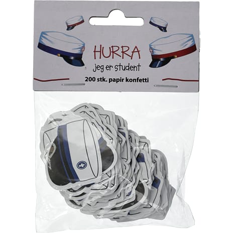 Konfetti student 200 stk. med hueprint - flere varianter - assorteret