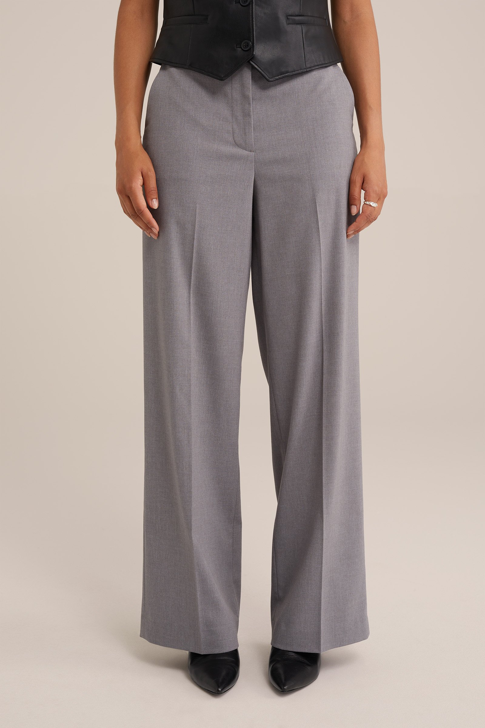 wide leg pantalon WE Fashion Grijs