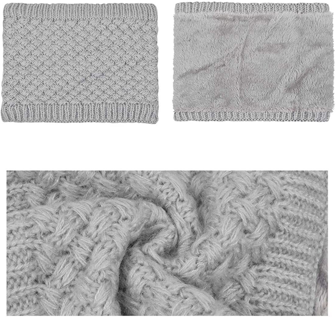 Damen / Kinder Flauschiger Schlauch Schal Fashion Strick Accessoire - Grau