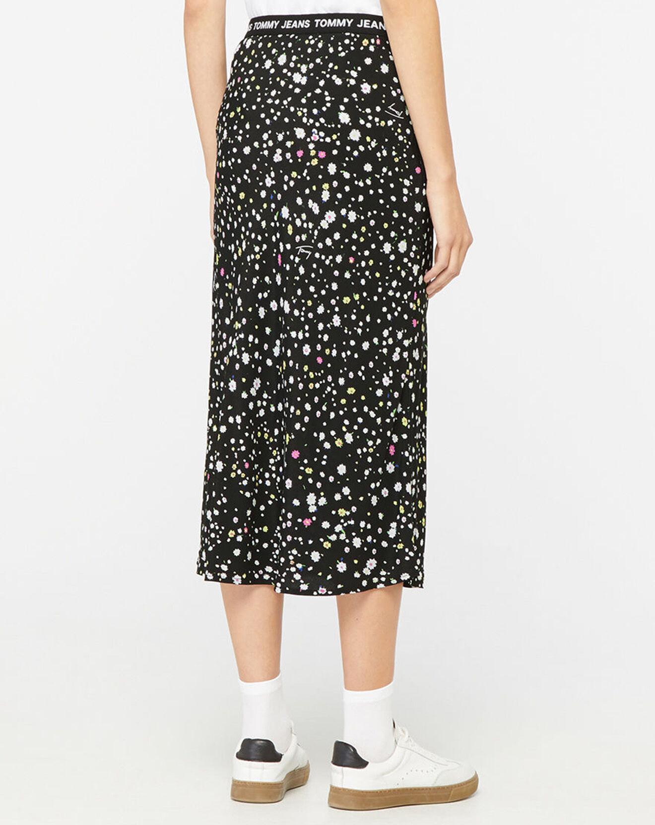 Tommy Jeans Jupe Fluide Mi-Longue imprimée noir/multicolore