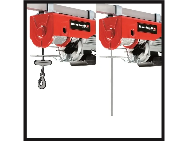 Einhell TC-EH 1000, 999 kg, 18 m, 9 m, 4 m/min, 8 m/min, 1600 W