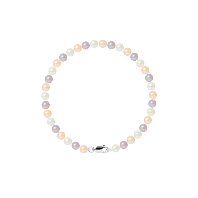 Bracelet Femme Perles de culture d'eau douce Multicolores 5-6 mm et Fermoir Or Blanc 750/1000