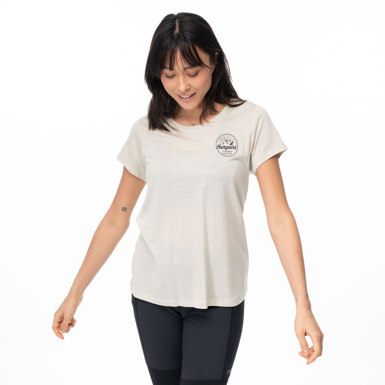 Graphic Wool Tee Dame Chalk Sand/Solid Charcoal