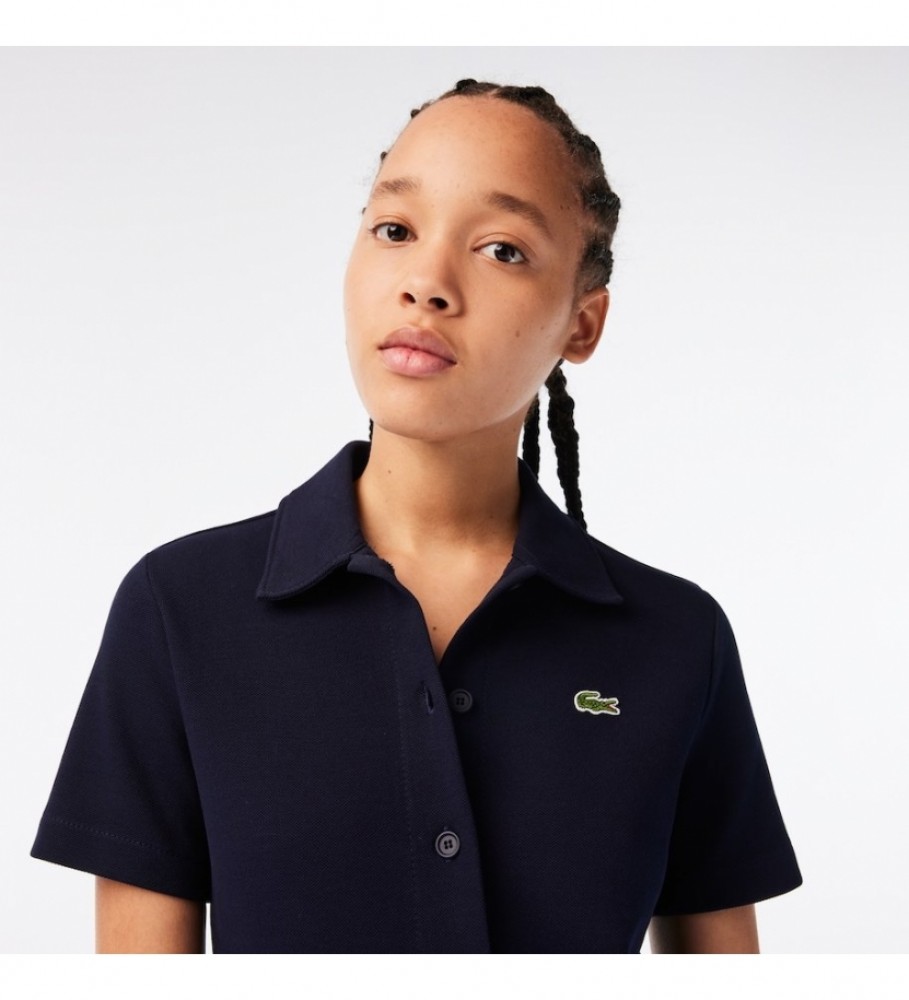Vestido polo Lacoste azul-marinho com botões