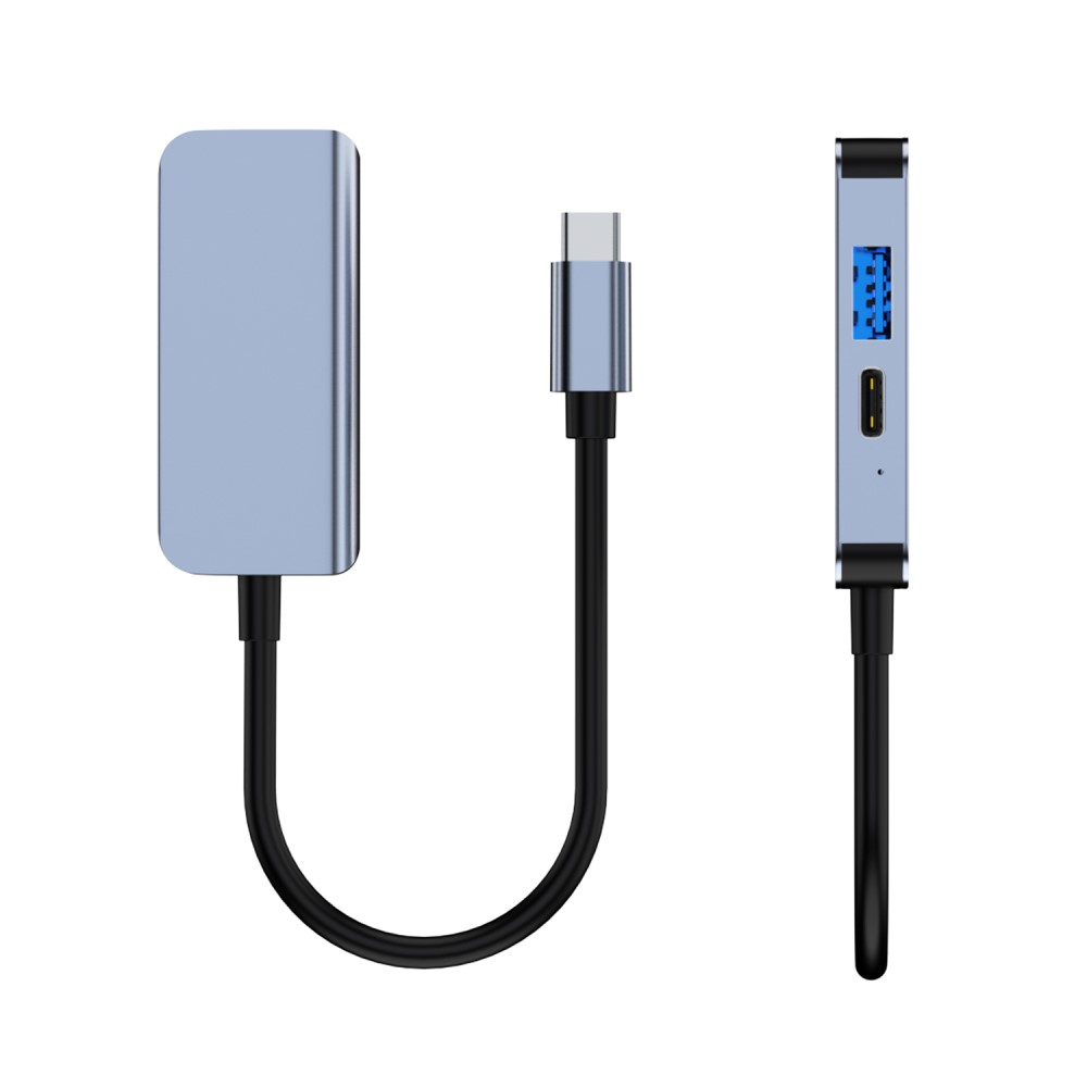 USB C Mini Multiport Adapter HUB mit 1x USB C (PD/87W) / 1x USB 3.0 / 1x HDMI 4K@30Hz - Blau