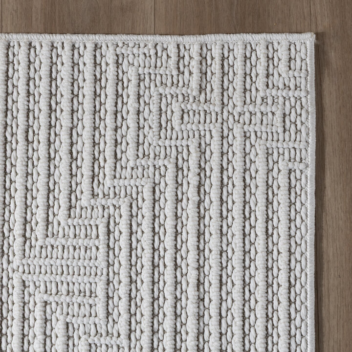 Loper vloerkleed - Hidde 3D Lines Wit | Duurzaam design