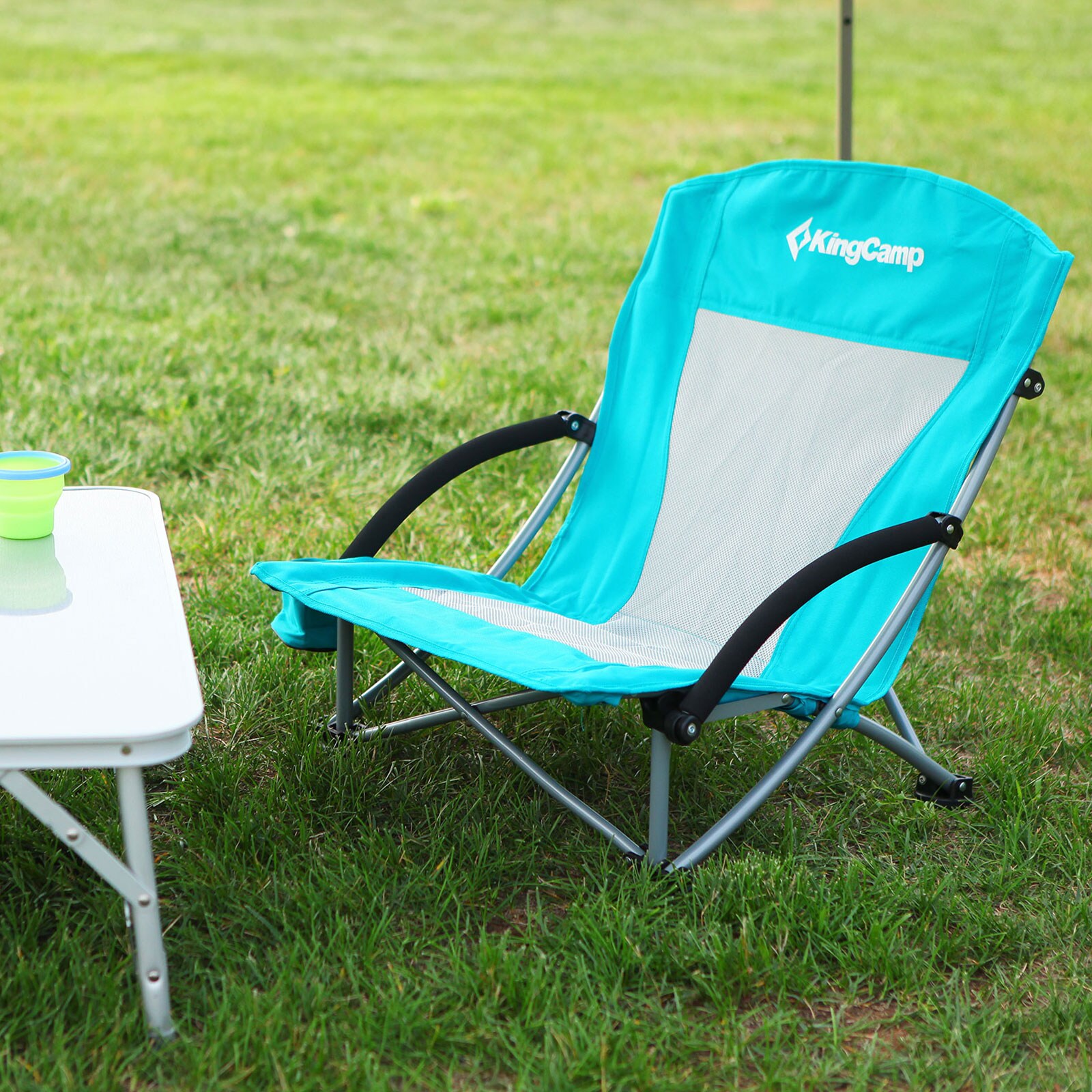 KINGCAMP Strand Liege Stuhl Camping Klapp Falt Sessel Niedrig Garten Stahl 136kg Farbe: Royal Blue