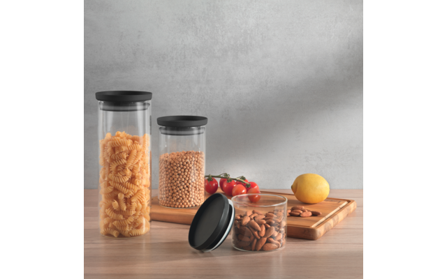 Metaltex  Aroma Line Vorratsdosen rund aus Glas mit Silikondeckel