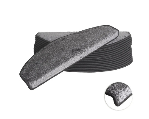 Fortuna grijze halfronde trapmattenset, 28x65 cm, 15 stuks