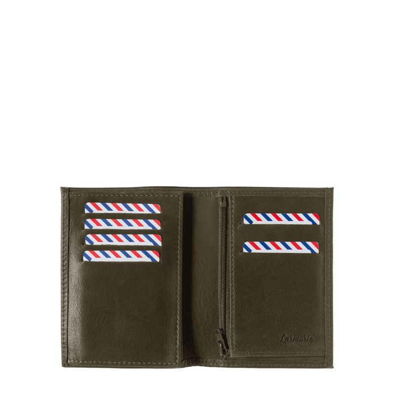 Petit portefeuile Victor en cuir vintage Bois Vert
