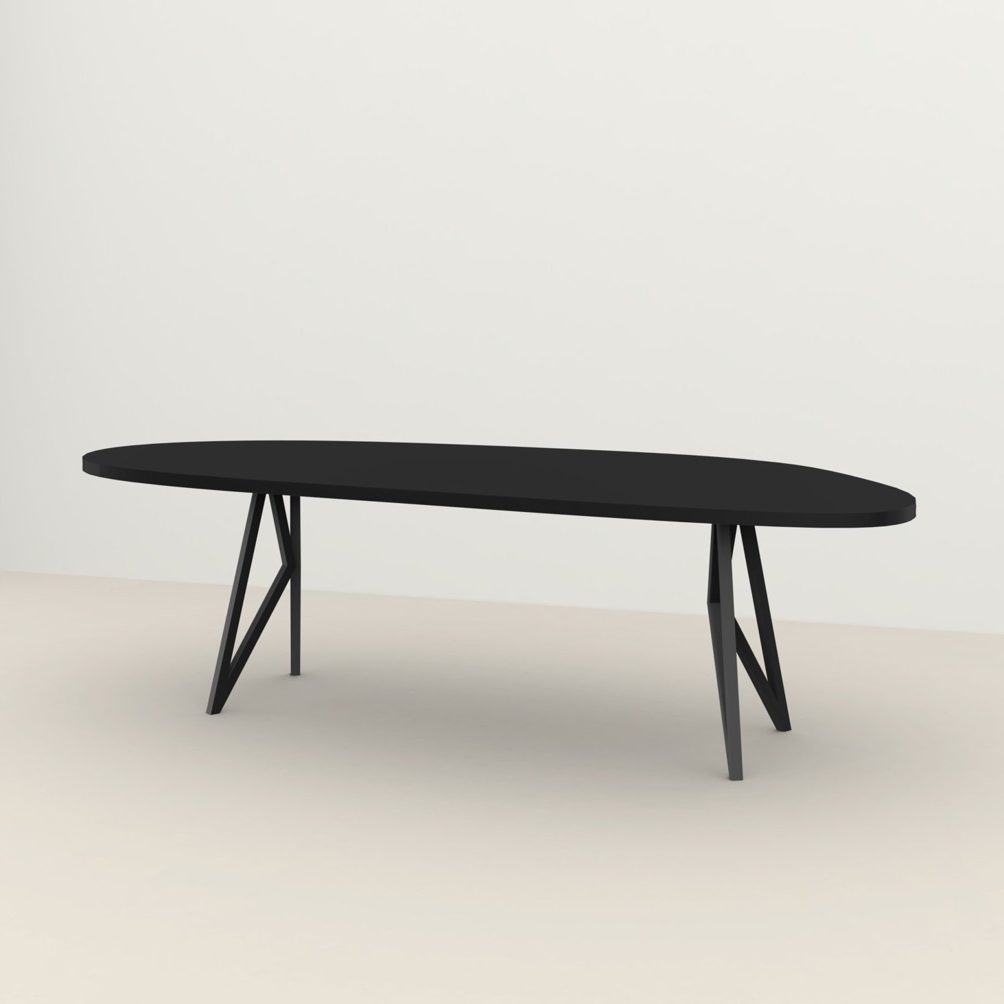 Studio HENK tafel Butterfly Blob - zwart frame, HPL Fenix nero ingo 200 x 100 | HPL Fenix Nero Ingo | Rechte Rand | Frame Zwart