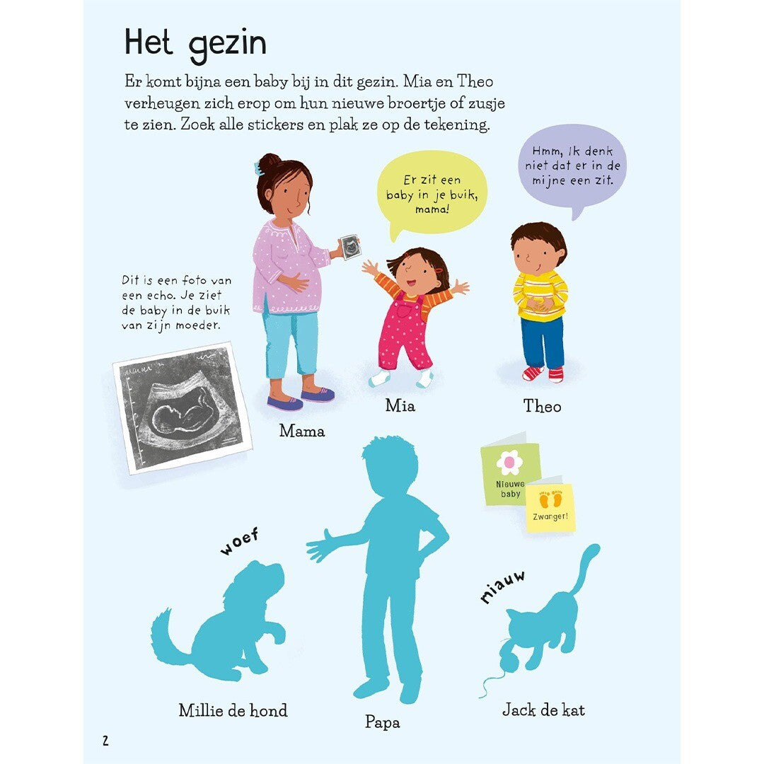 Uitgeverij usborne stickerboek de nieuwe baby