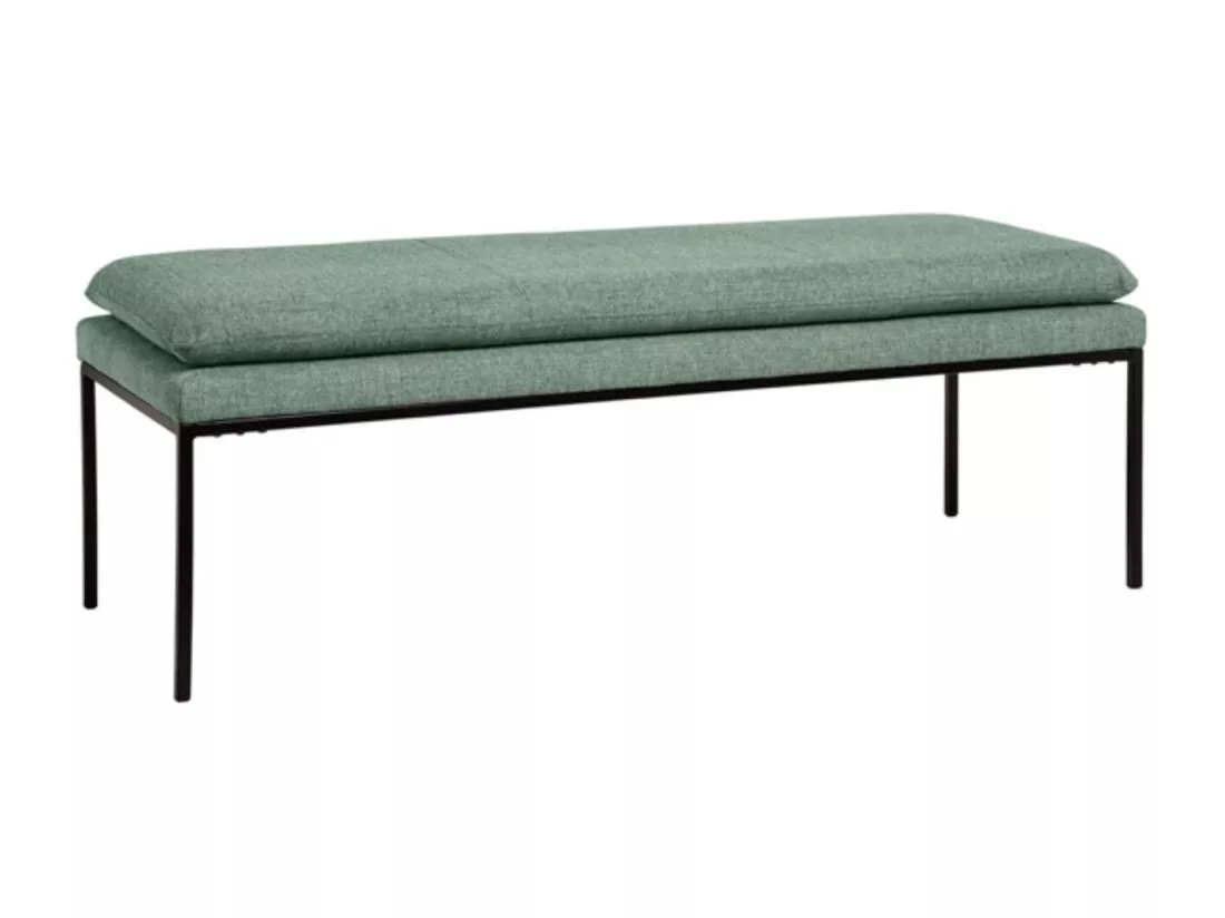 Banc design en tissu et pieds en métal noir Madrida-Couleur Vert amande