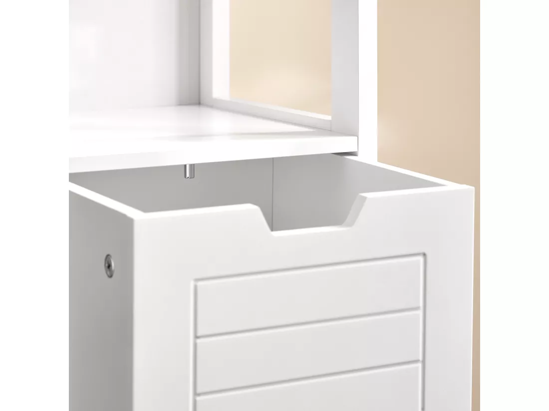 Meuble Colonne Meuble Bas de Salle de Bain Armoire Toilette – 1 étage et 2 tiroirs, FRG127-W