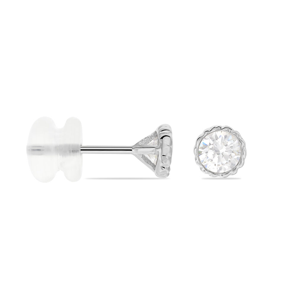 Boucles D'oreilles Puces Kadidia Or Blanc Oxyde De Zirconium