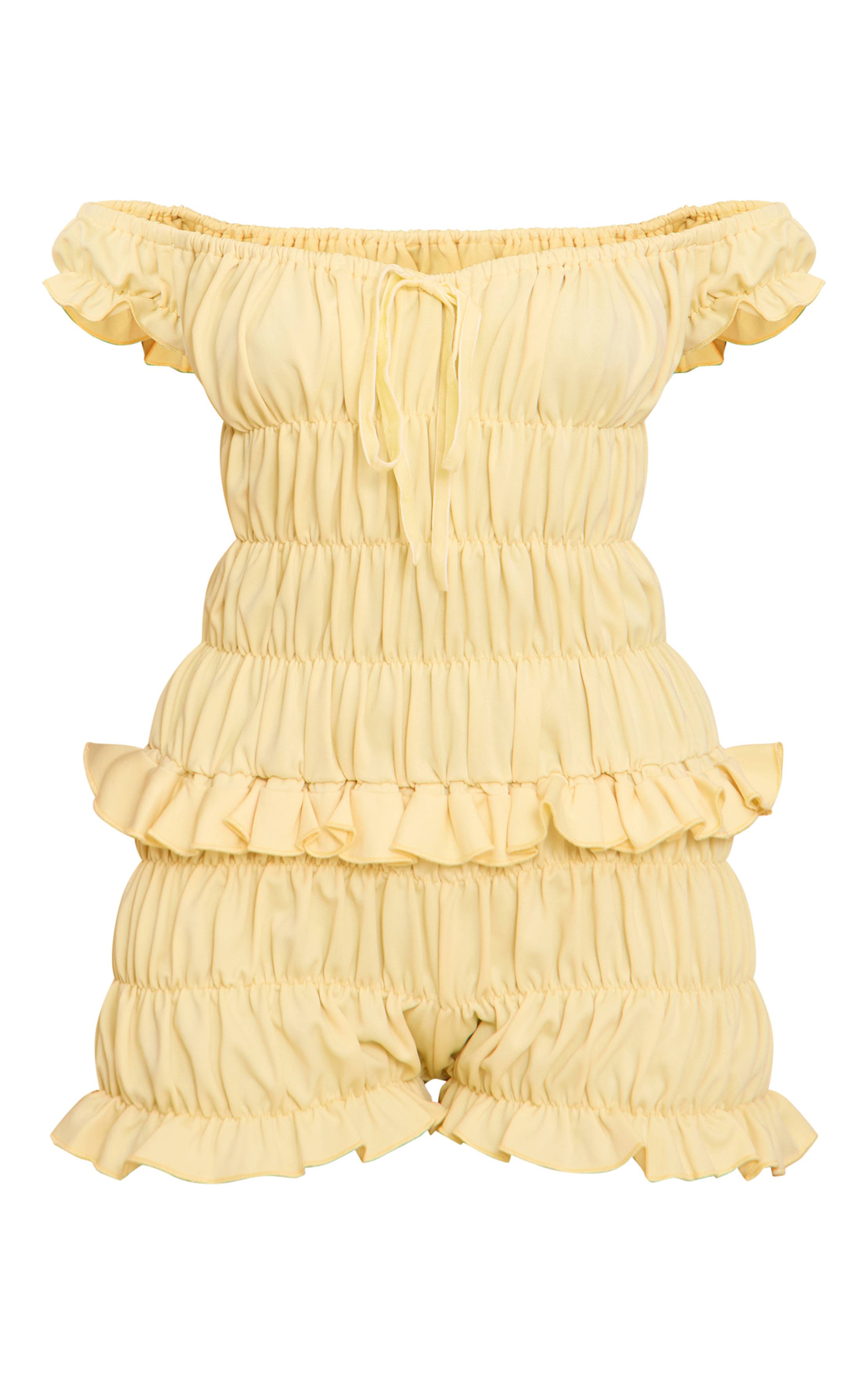 Citron Combinaison-short Bardot Froncée Extrême