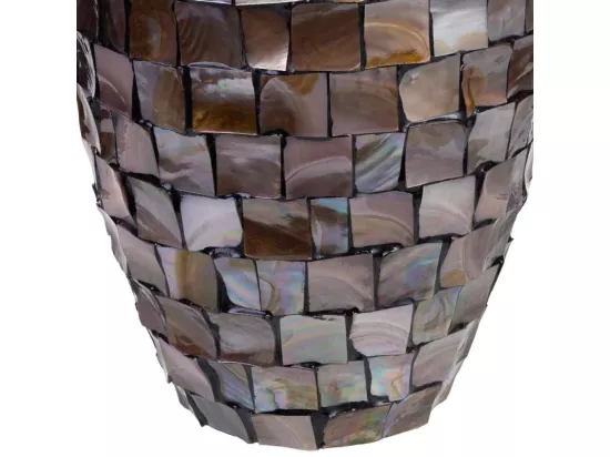 Vase en nacre marron et bois D24x35h cm