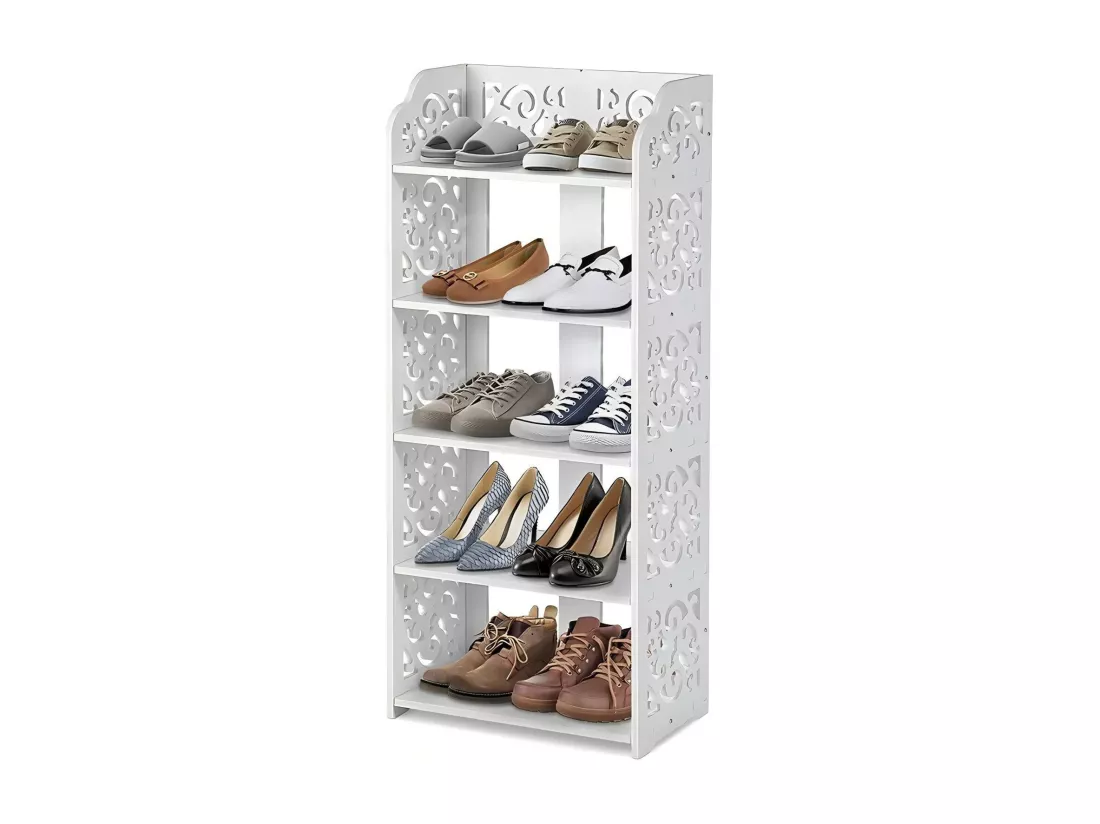 Armoire à Chaussures à 5 Niveaux,Meuble à Chaussures Étagère de Rangement Pratique,23x40x90cm - Blanc