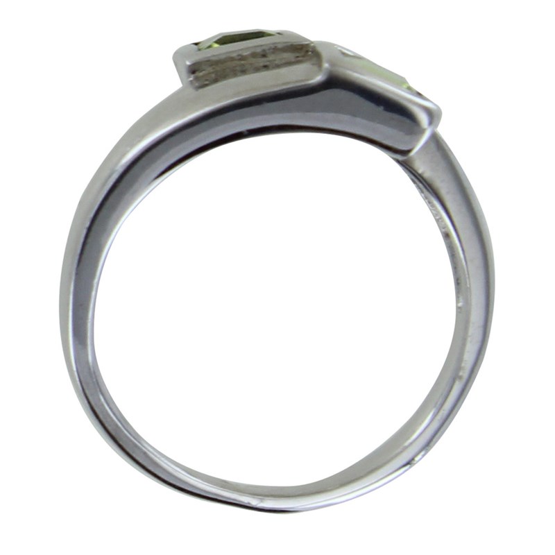 Bague Argent Rhodié Toi et Moi Carré Péridot