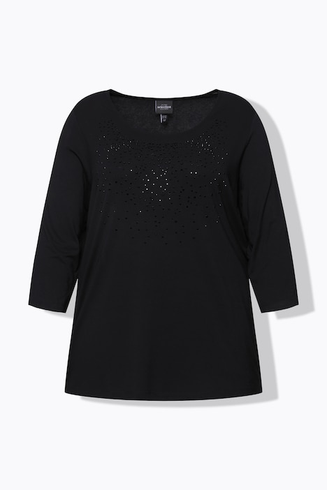 Shirt, Ziersteine, Classic, Rundhals, 3/4-Arm