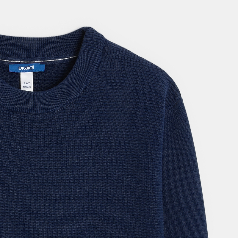 Pull à poche kangourou bleu garçon