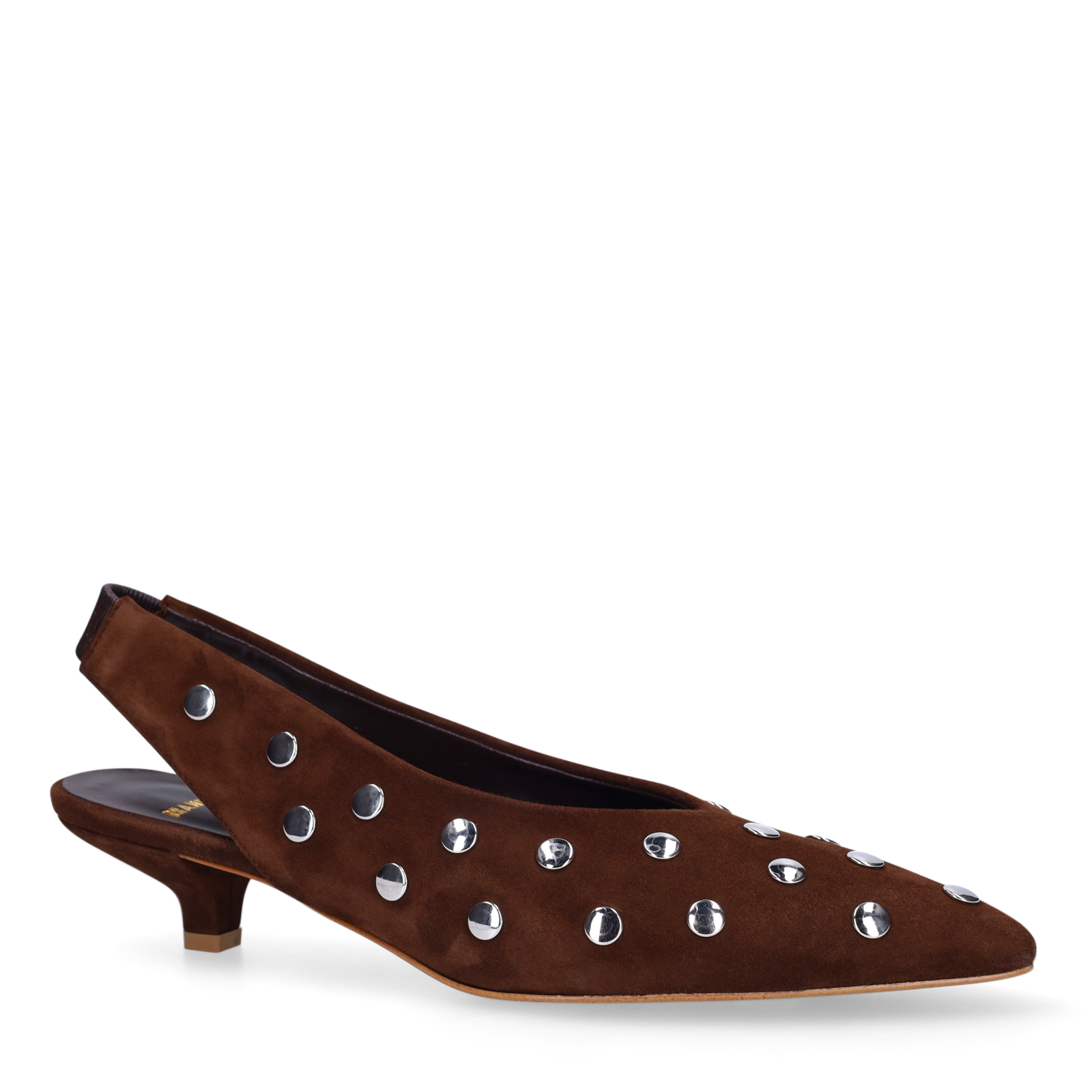Bruine suède slingbacks met studs