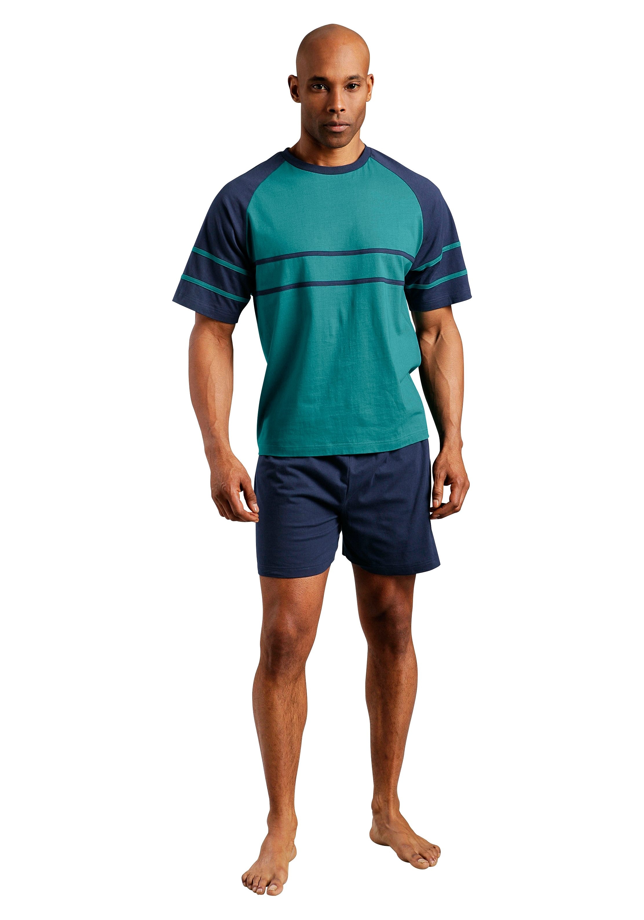 le jogger® Pyjama, 4 Stk. mit aufgesetzten Streifen
