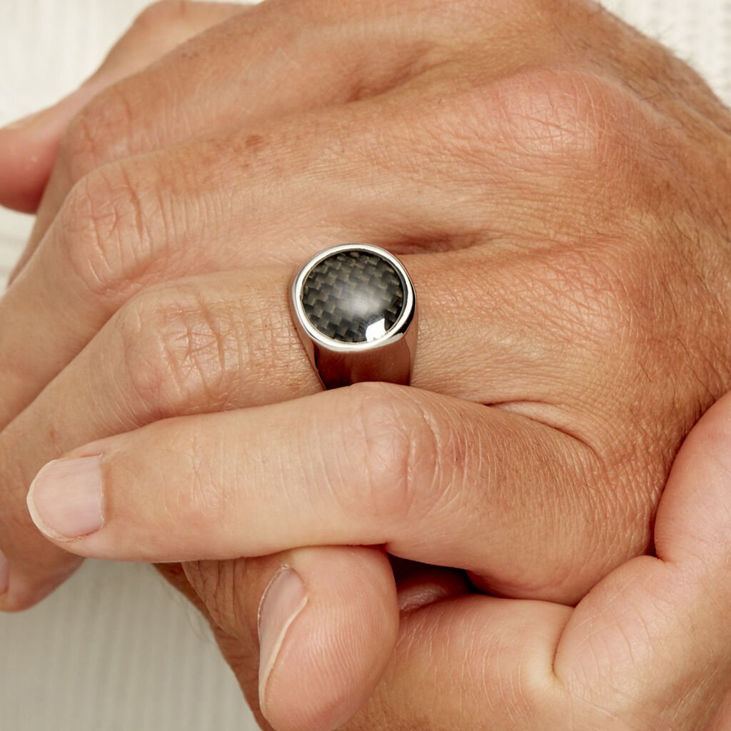 Bague Jourdan Homme Arecibo Acier Blanc Carbone