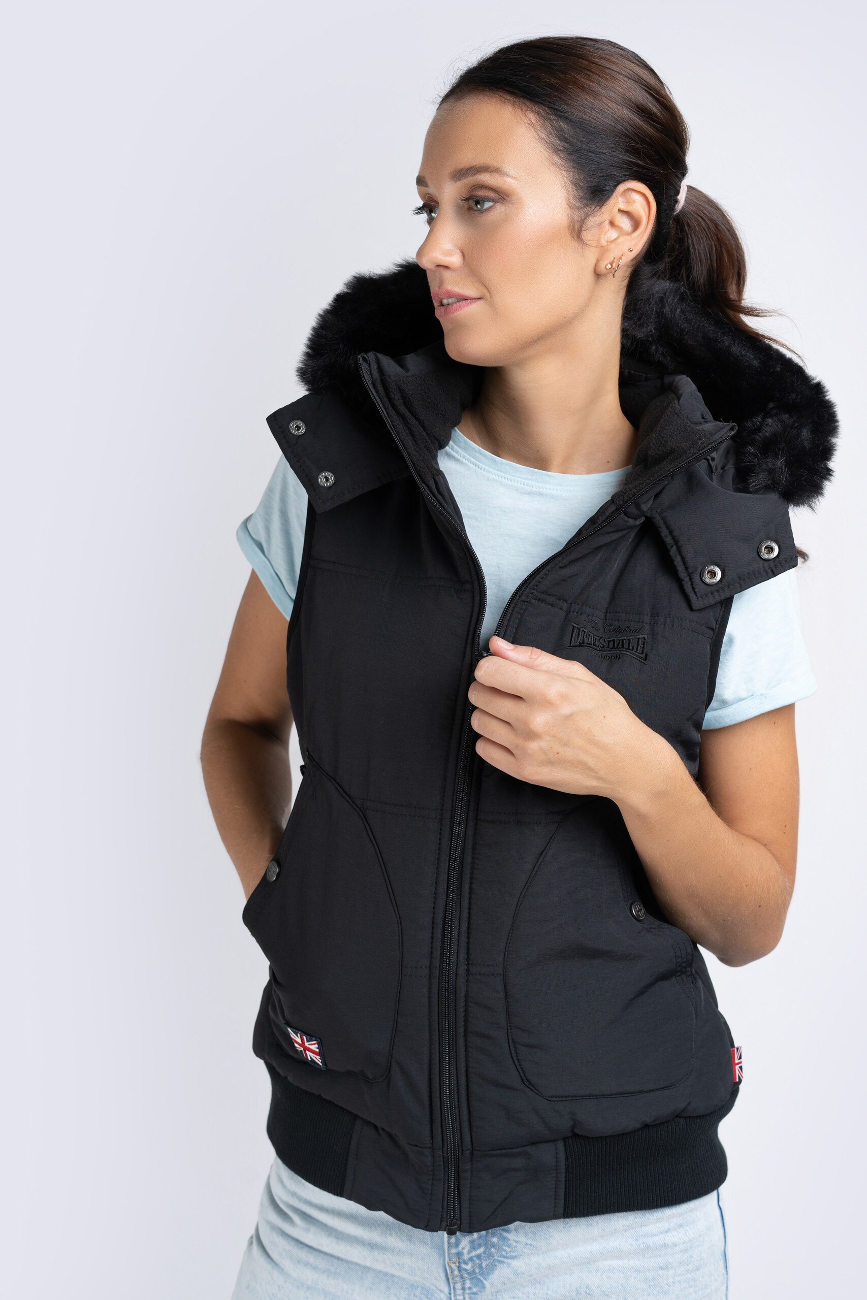 Lonsdale Frauen Weste mit Kapuze ANSTY