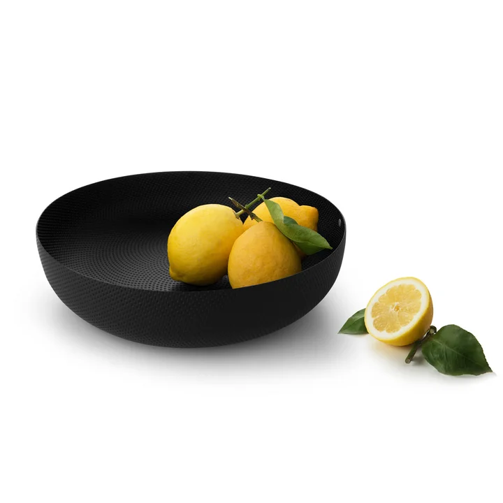 Alessi - Schale, Ø 21 x H 4,7 cm, schwarz mit Reliefdekor