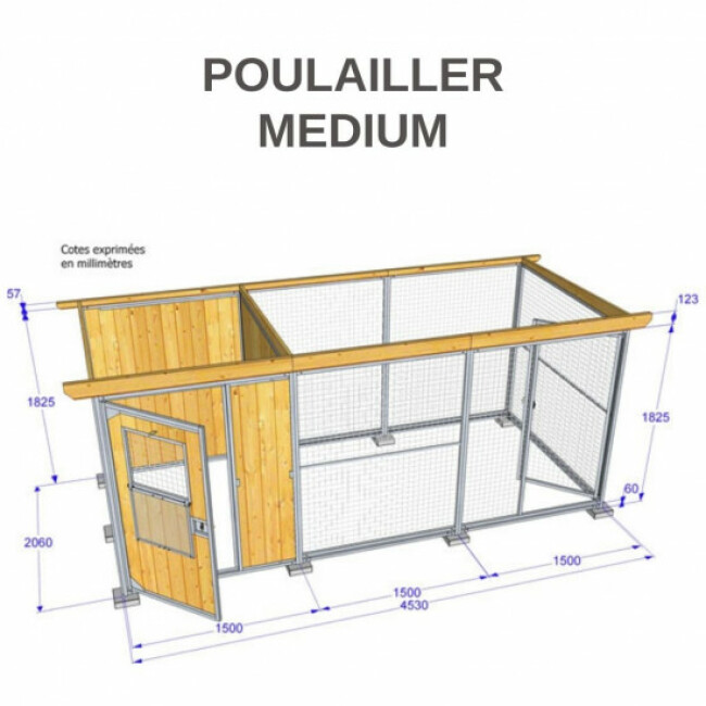 Poulailler durable en bois et métal avec 1 box