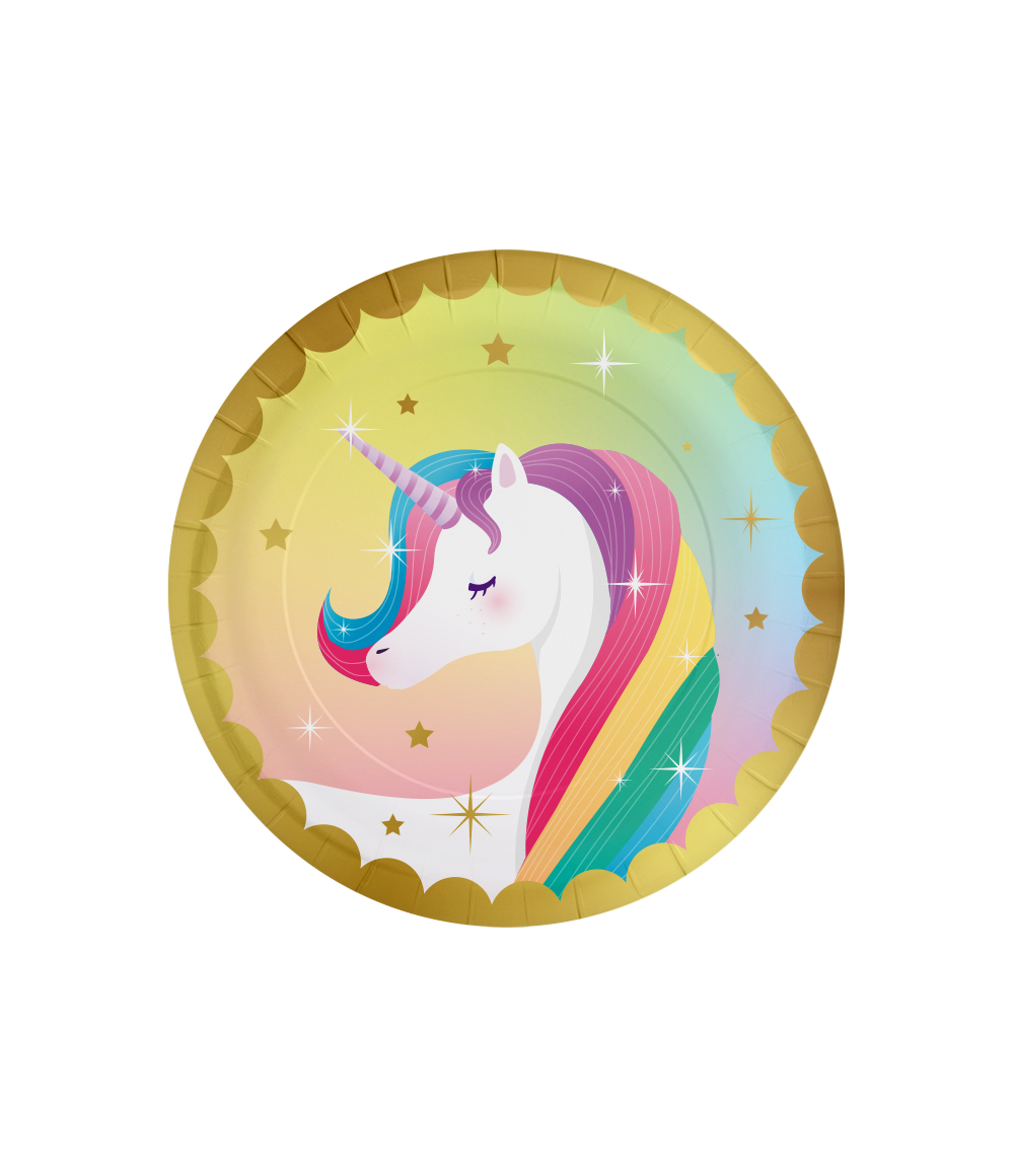 Unicorn Borden Gekleurd 23cm 8st