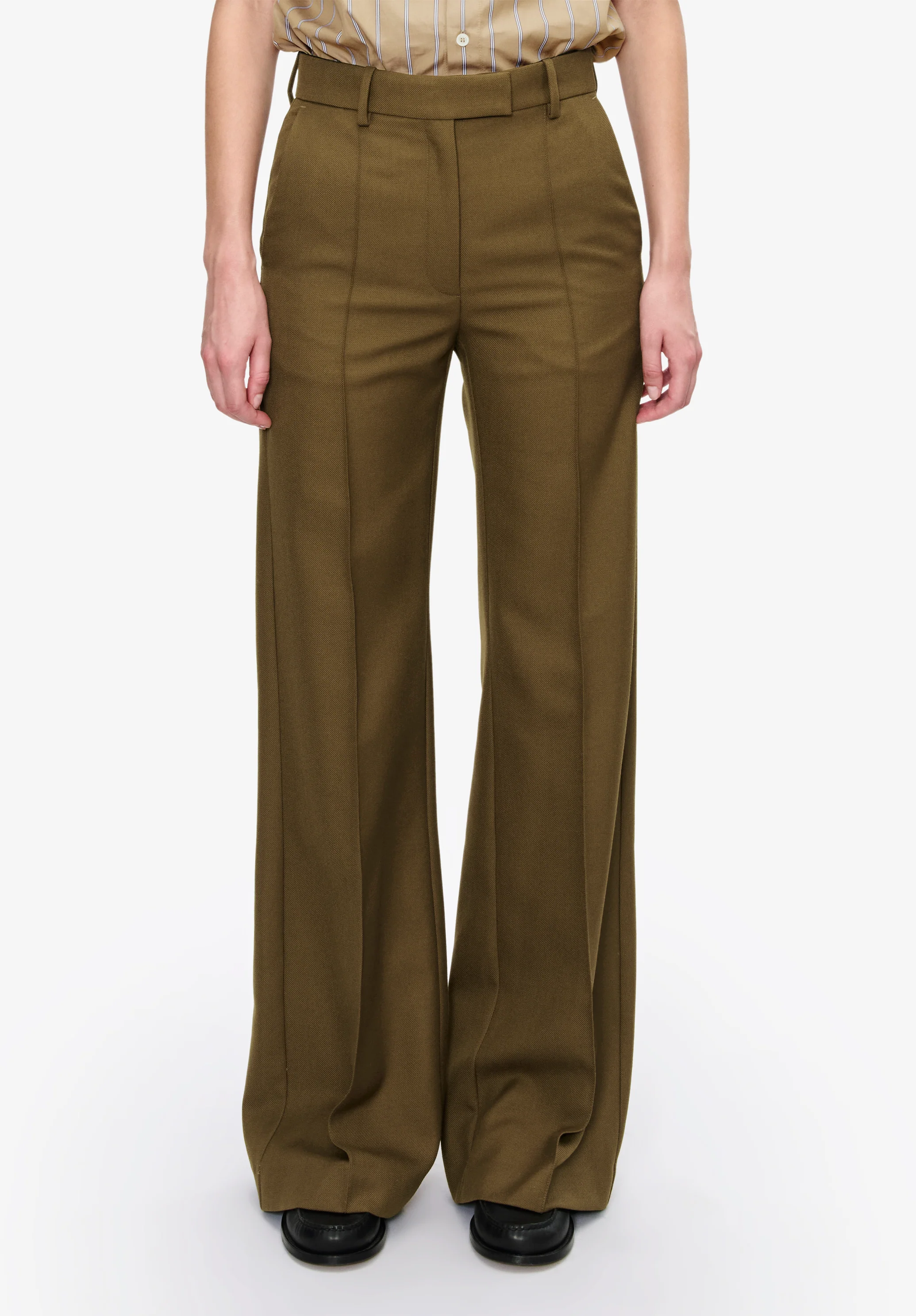 Pantalon droit à plis - Kaki