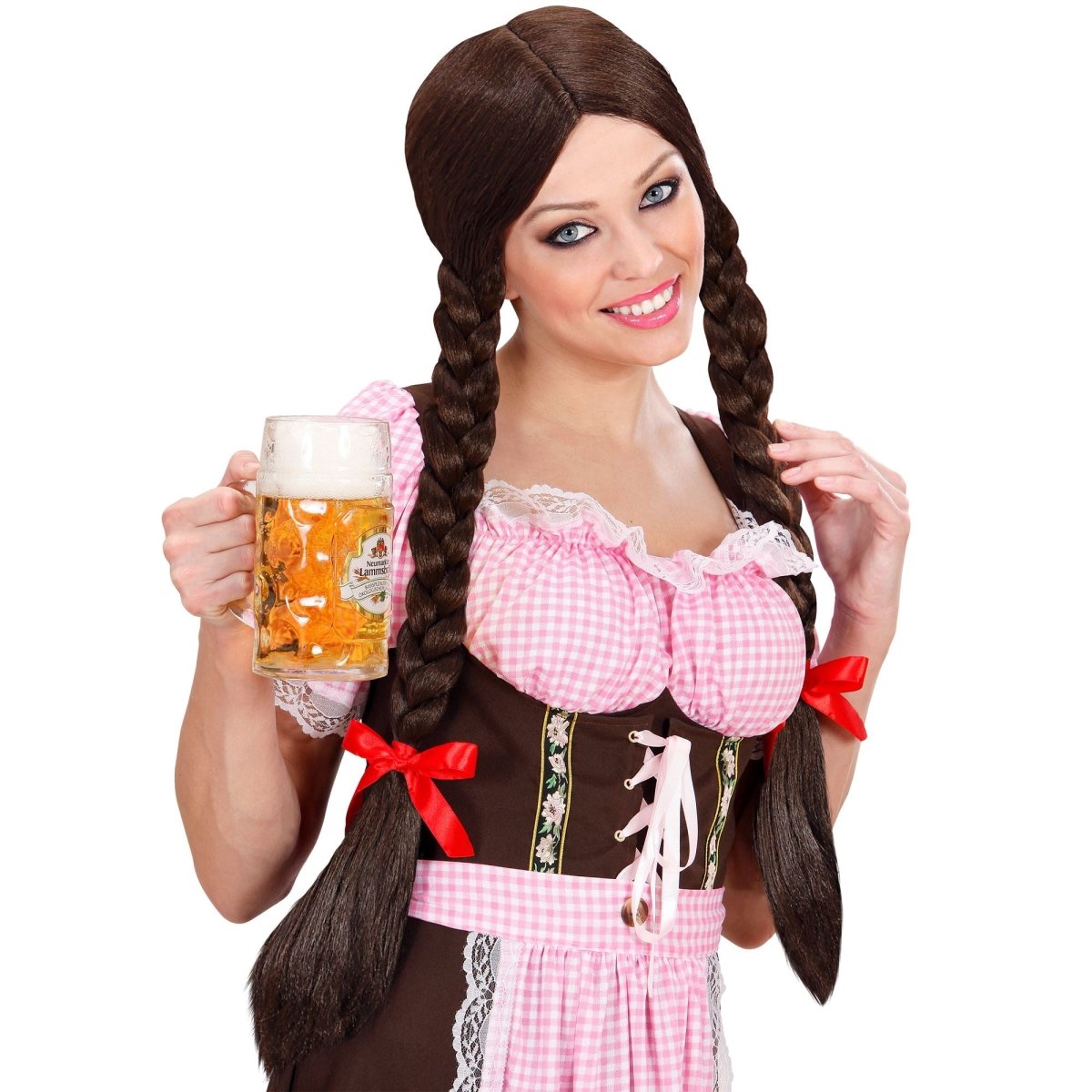 Oktoberfest Pruik Bruin Vlechten