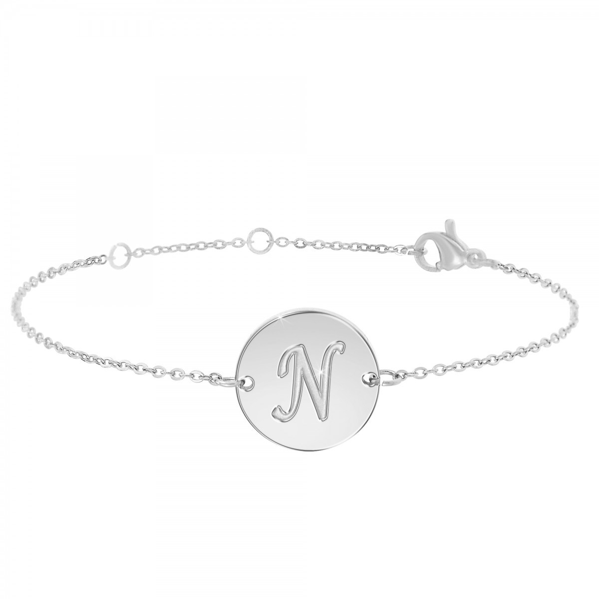 Bracelet lettre N en acier inoxydable SC Crystal