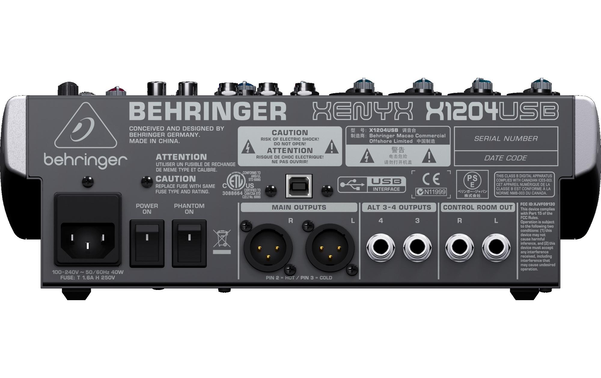 Mischpult XENYX X1204USB<br>12-Kanal Analogmischpult mit 24-Bit Multi-FX Processor und Audio Inteface